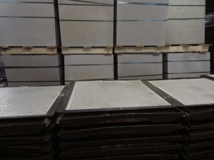 Grey Regency Ripple slabs curing in their moulds